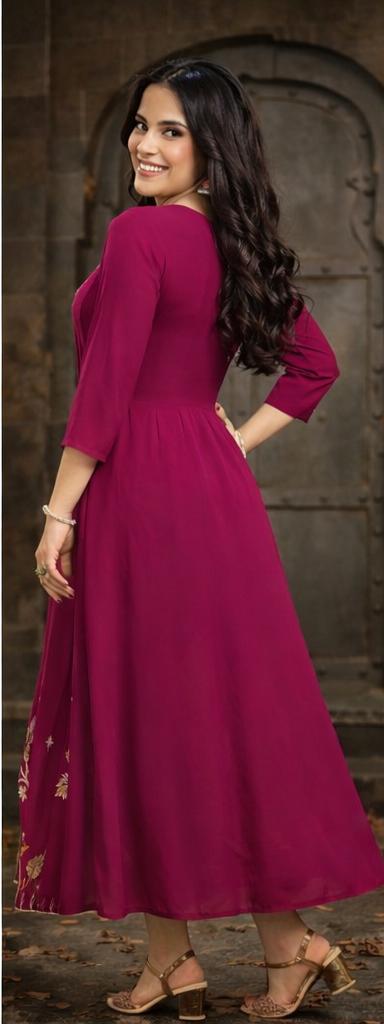 Peacock Garden Kurti – Magenta  M , L , XL & XXL