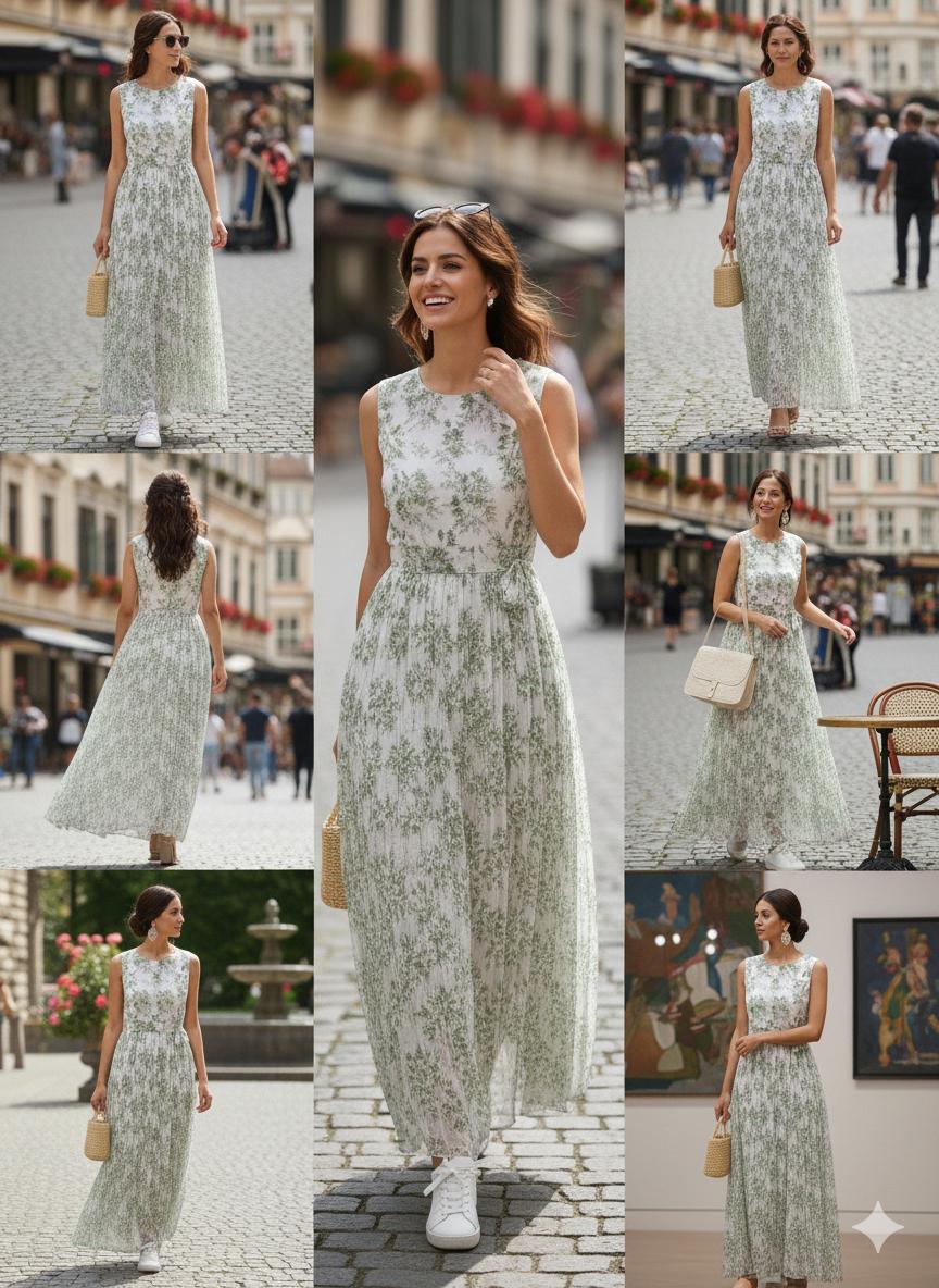 Flora Flutter-Sleeve Maxi Dress in Sage Green– L & XXL Sizes Available
