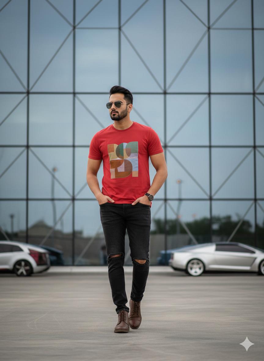Red Cotton Round Neck T shirt  – 180 GSM| S to XXL Available