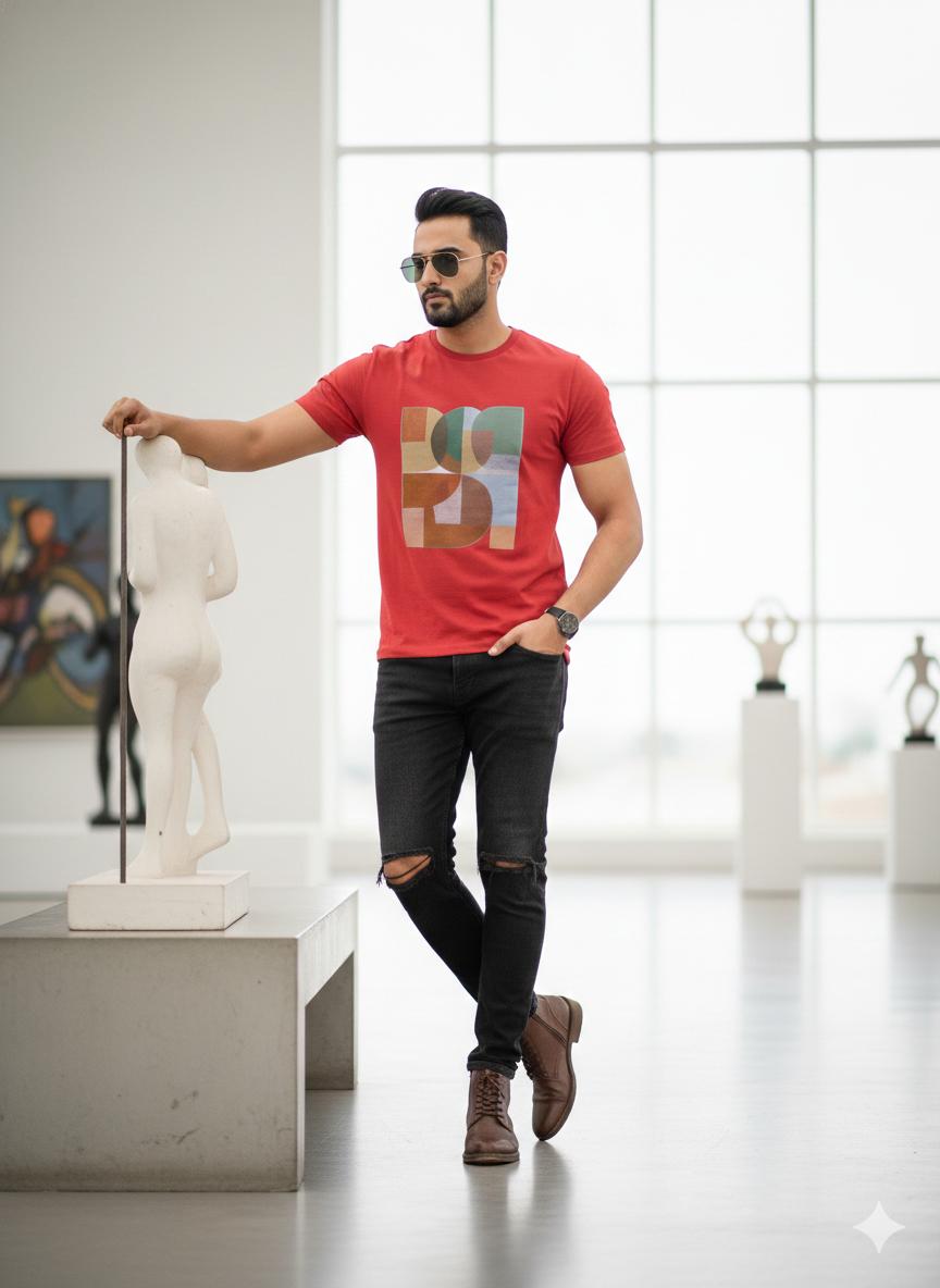 Red Cotton Round Neck T shirt  – 180 GSM| S to XXL Available