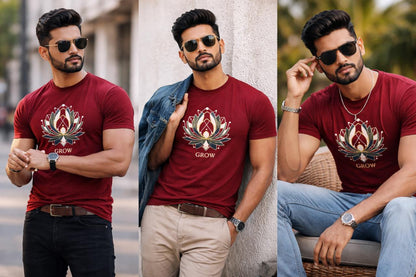 Maroon Cotton Round Neck T-shirt  – 180 GSM| S to XXL Available (Copy)