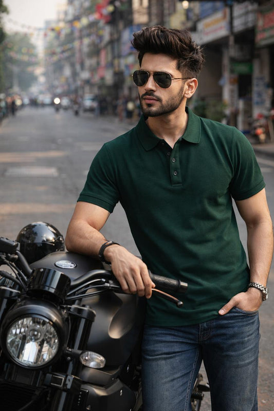 Green Cotton polo Half sleeve Tshirts – 240 GSM| S to XXL Available