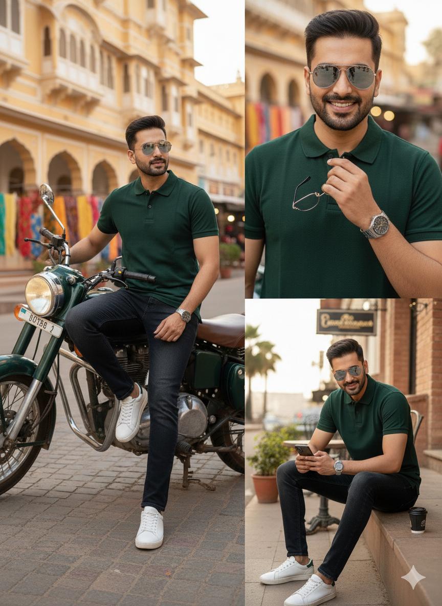 Green Cotton polo Half sleeve Tshirts – 240 GSM| S to XXL Available