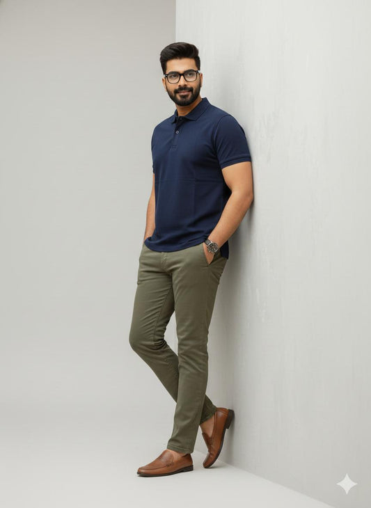 Blue Cotton polo Half sleeve Tshirts – 240 GSM| S to XXL Available