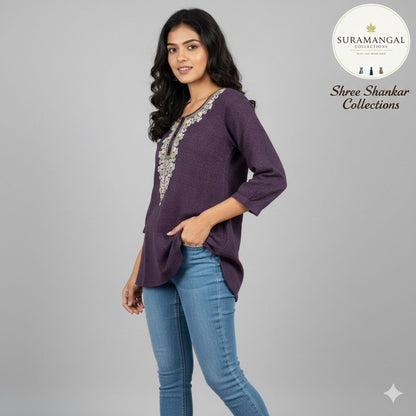 Multi Colour Jeans Top - L Size Available