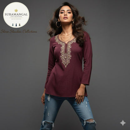 Multi Colour Jeans Top - L Size Available