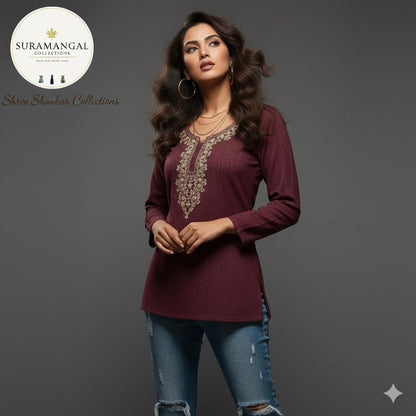 Multi Colour Jeans Top - L Size Available