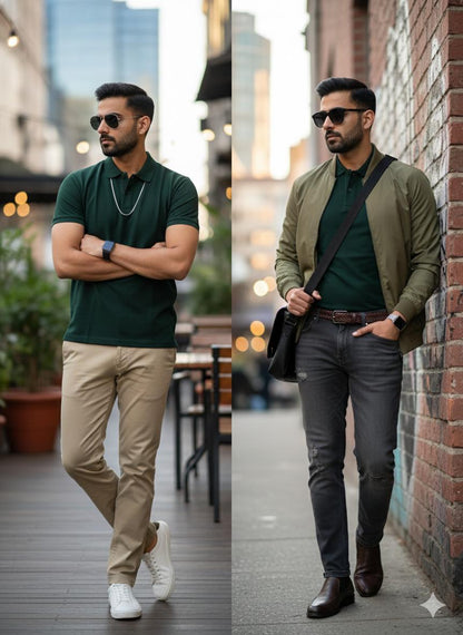 Premium 240 GSM Cotton T-Shirts – Black, Grey & Bottle Green | S to XXL Available