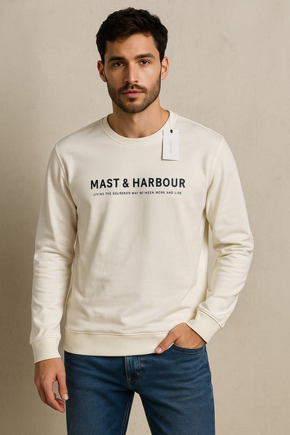Mast & Harbour Classic Off-White Sweatshirt