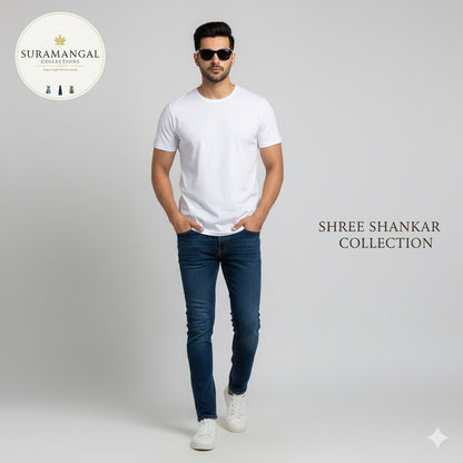 White Cotton Round Nek T-Shirt – 180 GSM | S-XXL