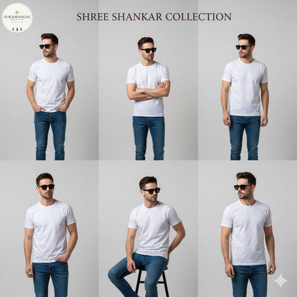 White Cotton Round Nek T-Shirt – 180 GSM | S-XXL