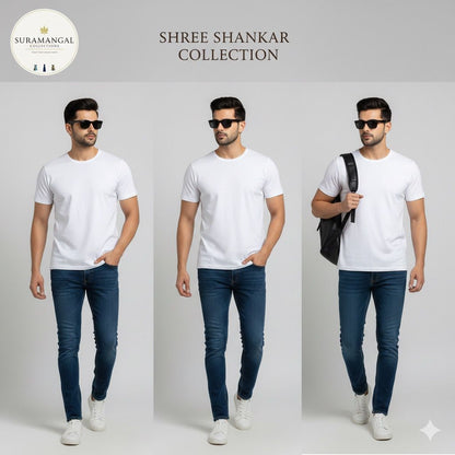 White Cotton Round Nek T-Shirt – 180 GSM | S-XXL
