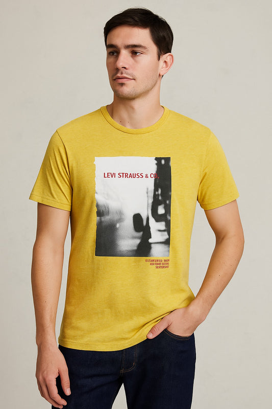 Light Yellow Color Printed T-Shirt