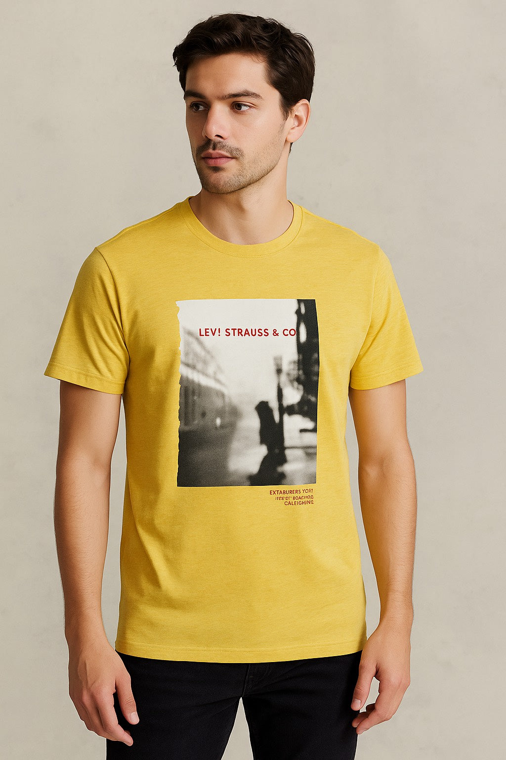 Light Yellow Color Printed T-Shirt